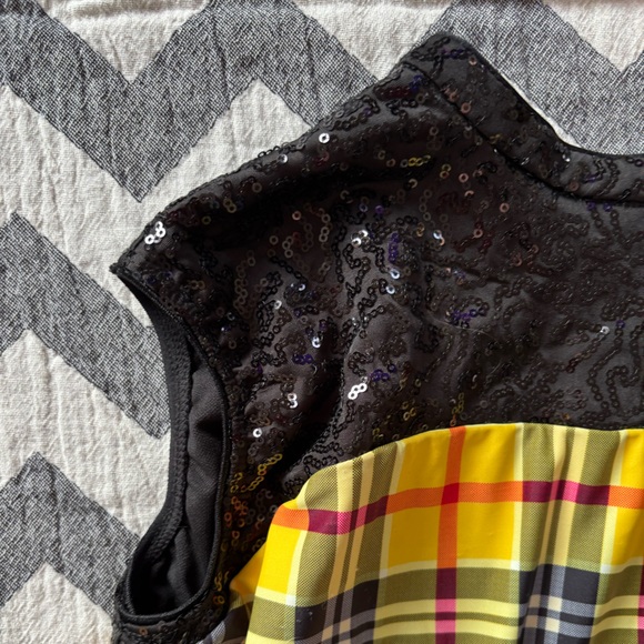 Revolution Yellow and Black Plaid Kids XXLC dance skating dress - Picture 3 of 9